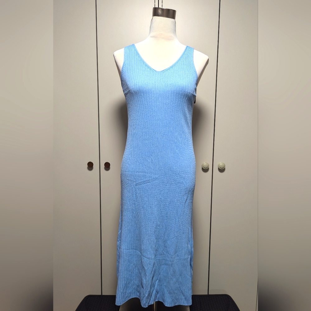 Halara sleeveless ribbed sky blue dress- size L